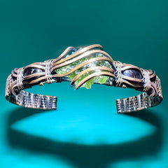 1.3g Moldavite and Copper Bracelet with Tigers Eye Accent Stones