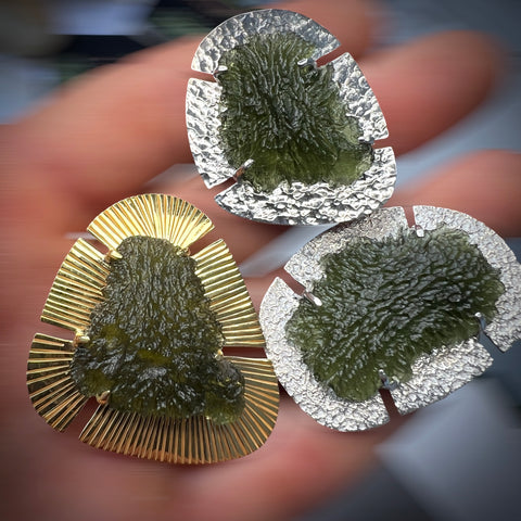 3.99g Moldavite Wrought Sterling Silver Brooch