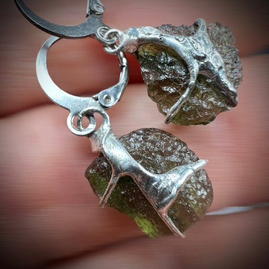 Moldavite Earrings - Chlum