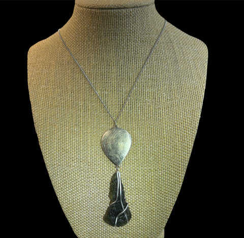 Sterling Silver Moldavite Statement Necklace | 4.2g | Chlum