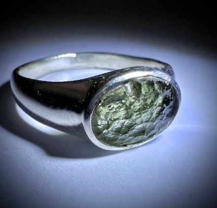 Moldavite Silver Ring (Size 11)