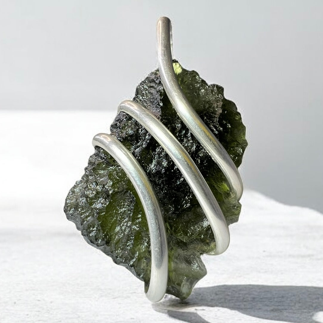 5.64g Moldavite Pendant in Sterling Silver