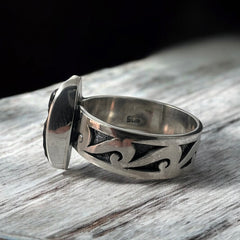 Solid silver Moldavite ring size 10 (U)