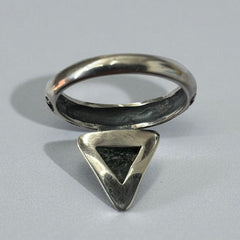 Inverted Triangle Moldavite Silver Ring – Size 11 (W)
