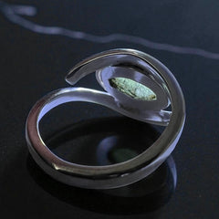 Oval Eye Shaped Moldavite Silver Ring – Size 6 (M)