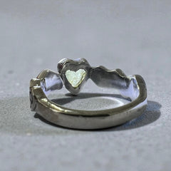 Long Heart Shaped Moldavite Silver Ring – Size 6 (N)