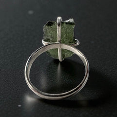 Claw Moldavite Silver Ring – Size 8 (Q)