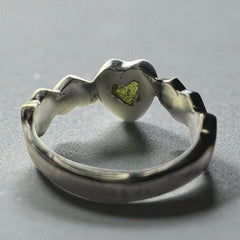 Heart Shaped Moldavite Silver Ring –  Size 8 (Q)