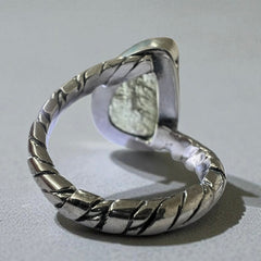Trinity Spiral Moldavite Silver Ring – Size 8 (Q)