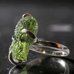 Claw Moldavite Silver Ring – Size 8 (Q)