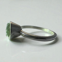 Dainty Sterling Silver Moldavite Ring – Size N (6.5)