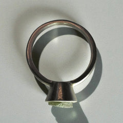 Dainty Sterling Silver Moldavite Ring – Size N (6.5)