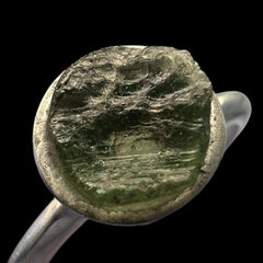 Dainty Sterling Silver Moldavite Ring – Size P (8)