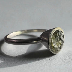 Dainty Sterling Silver Moldavite Ring – Size Q (8)
