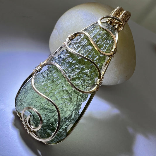 6.32g Moldavite/ Gold Pendant