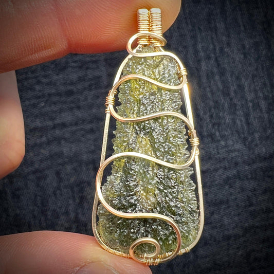 4.92g Moldavite/ Gold Pendant
