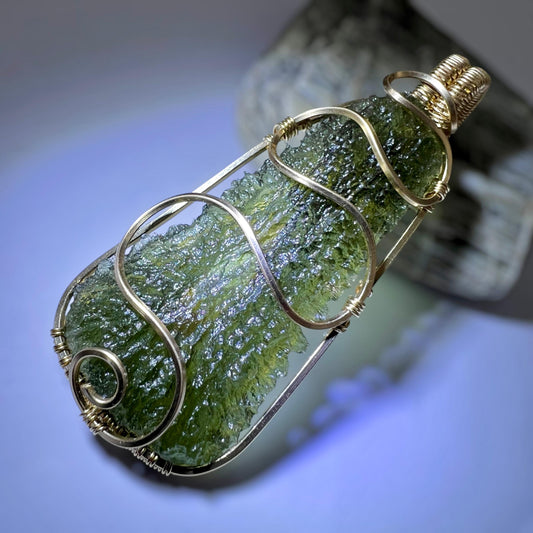 4.92g Moldavite/ Gold Pendant