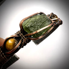 0.88g Moldavite & Copper Bracelet Accented with Tiger’s Eye Stones