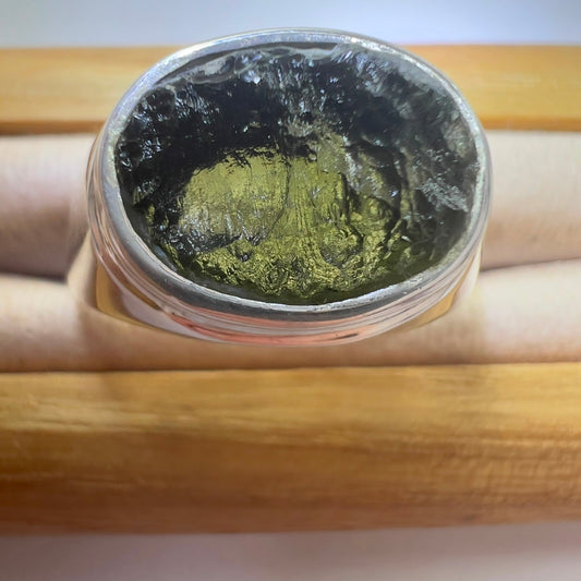 Sterling Silver Ring Moldavite | 1.2g | Chlum