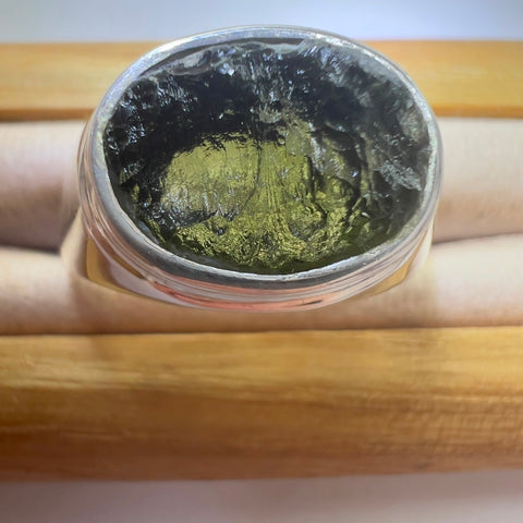 Sterling Silver Ring Moldavite Size  | 1.2g | Chlum