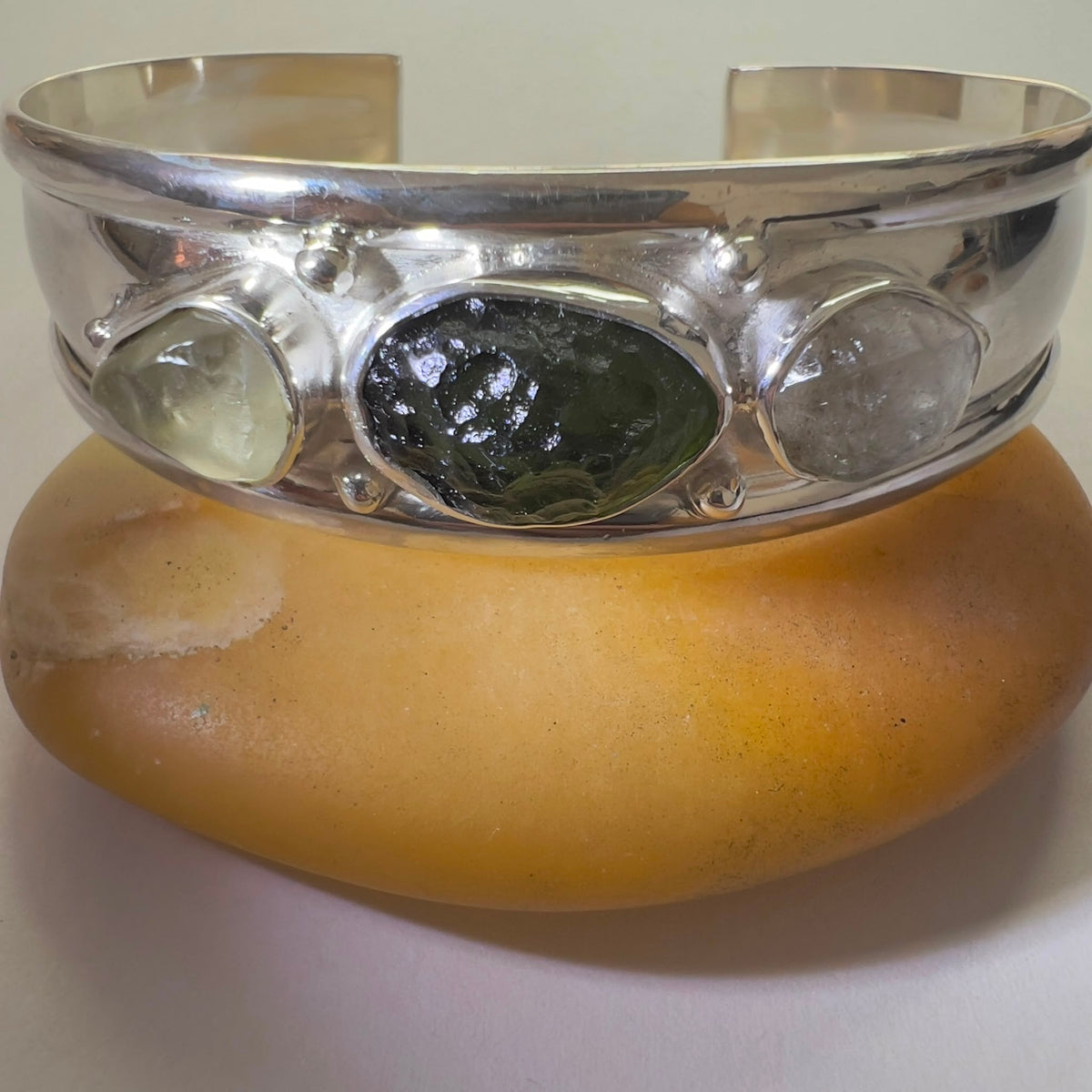 Moldavite Bracelet with Herkimer Diamond & LDG | 1.6g | Maly Chlum