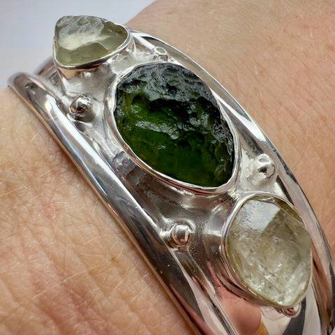 Moldavite Bracelet with Herkimer Diamond & LDG | 1.6g | Maly Chlum