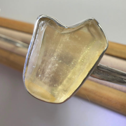 Sterling Silver Moldavite Open Cuff Bracelet with Herkimer Diamond & LDG | 0.35g | Chlum