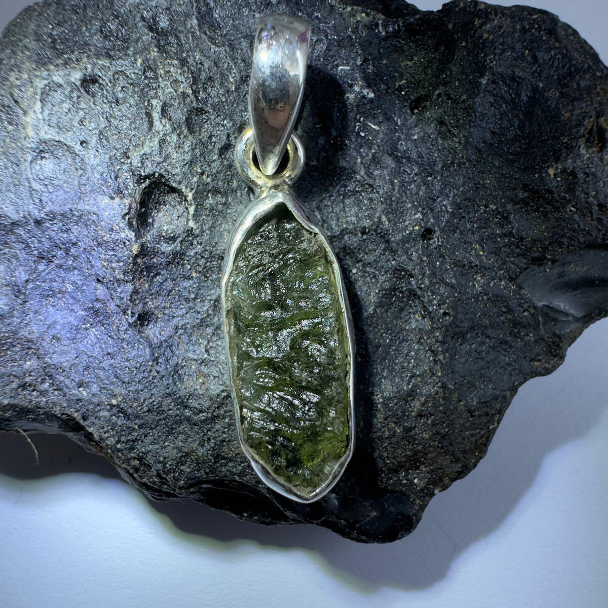 Sterling Silver Moldavite Pendant | 2.22g | Chlum