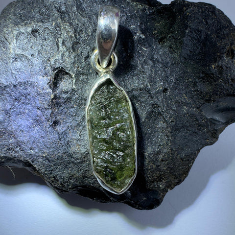 Sterling Silver Moldavite Pendant | 2.22g | Chlum