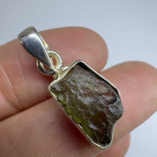 Sterling Silver Moldavite Pendant | 1.84g | Chlum