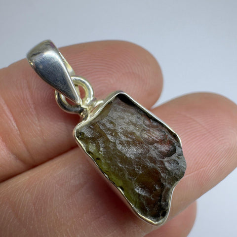 Sterling Silver Moldavite Pendant | 1.84g | Chlum