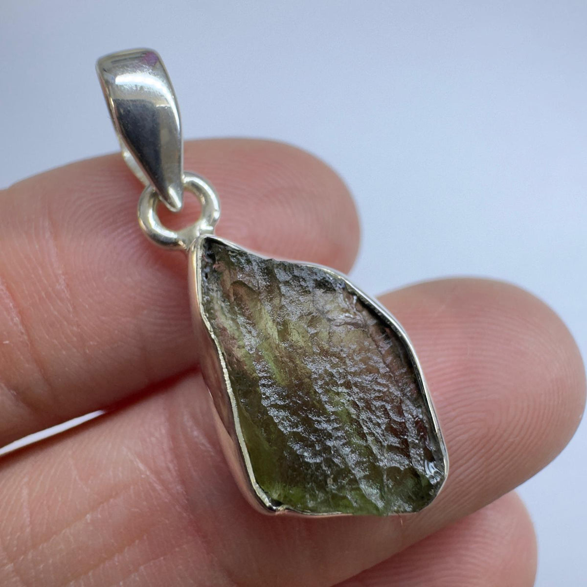 Sterling Silver Moldavite Pendant | 2.29g | Chlum