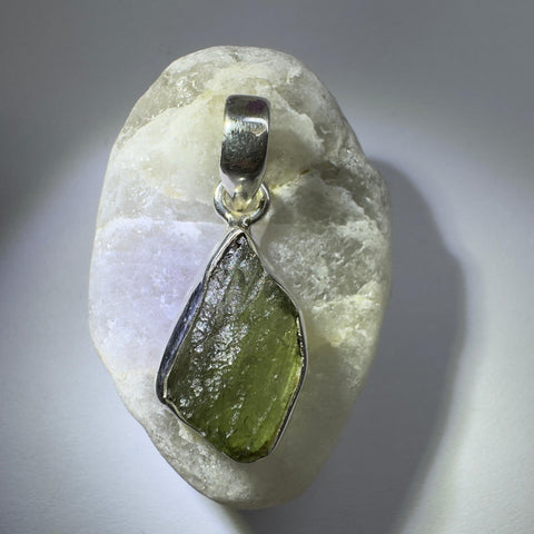 Sterling Silver Moldavite Pendant | 2.29g | Chlum