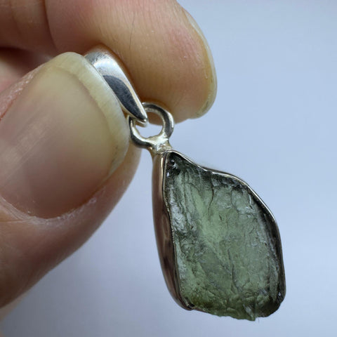 Sterling Silver Moldavite Pendant | 2.29g | Chlum