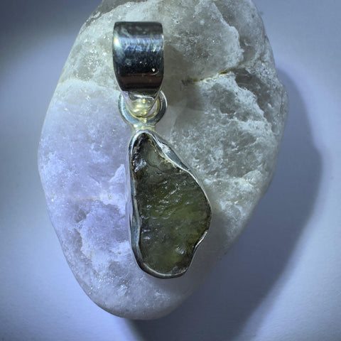 Sterling Silver Moldavite Pendant | 1.72g | Chlum