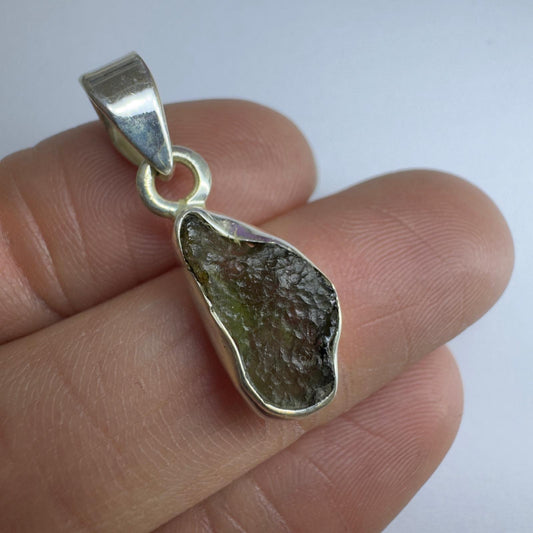Sterling Silver Moldavite Pendant | 1.72g | Chlum
