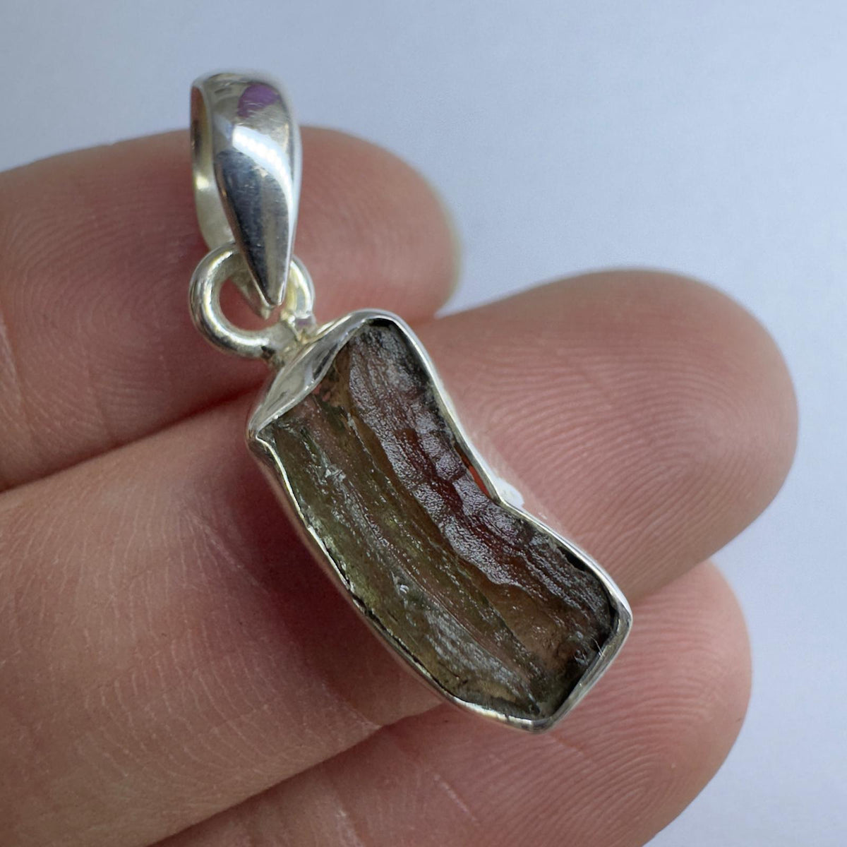Sterling Silver Moldavite Pendant | 1.93g | Chlum
