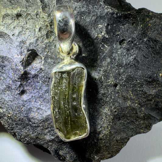Sterling Silver Moldavite Pendant | 1.93g | Chlum