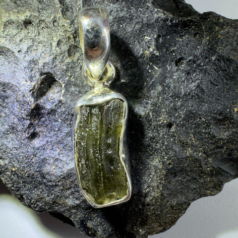 Sterling Silver Moldavite Pendant | 1.93g | Chlum