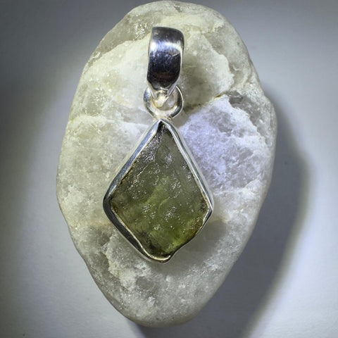 Sterling Silver Moldavite Pendant | 1.89g | Chlum
