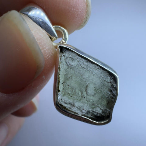 Sterling Silver Moldavite Pendant | 1.89g | Chlum