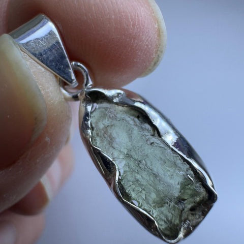 Sterling Silver Moldavite Pendant | 1.82g | Chlum