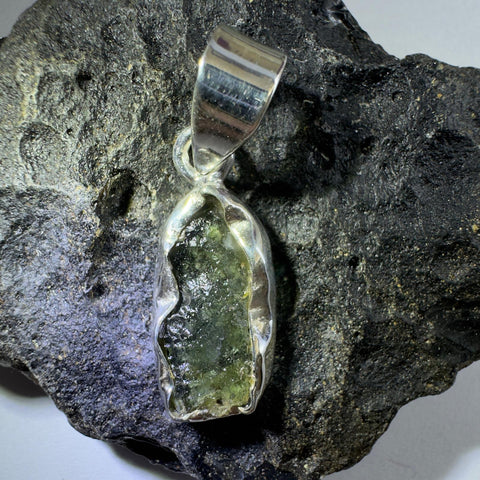 Sterling Silver Moldavite Pendant | 1.82g | Chlum