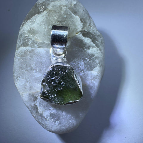 Sterling Silver Moldavite Pendant | 2.14g | Chlum