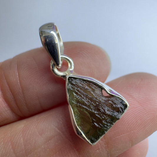 Sterling Silver Moldavite Pendant | 1.77g | Chlum
