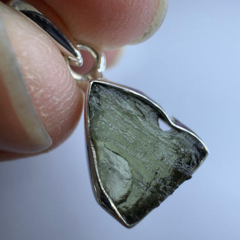 Sterling Silver Moldavite Pendant | 1.77g | Chlum