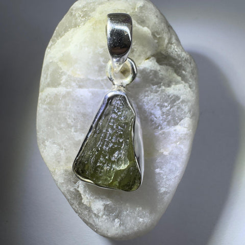 Sterling Silver Moldavite Pendant | 1.85g | Chlum