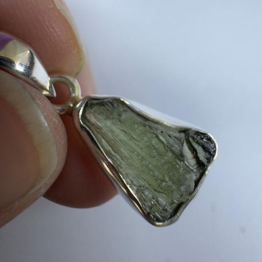Sterling Silver Moldavite Pendant | 1.85g | Chlum