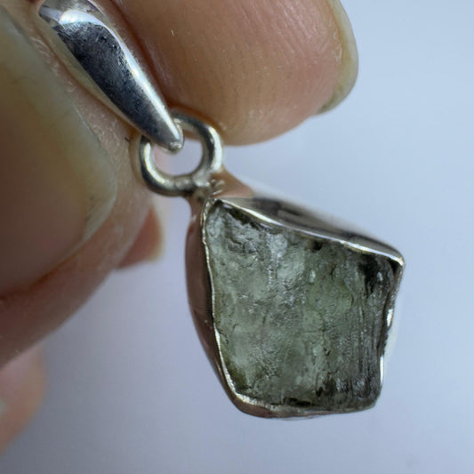 Sterling Silver Moldavite Pendant | 1.71g | Chlum