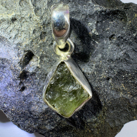 Sterling Silver Moldavite Pendant | 1.71g | Chlum